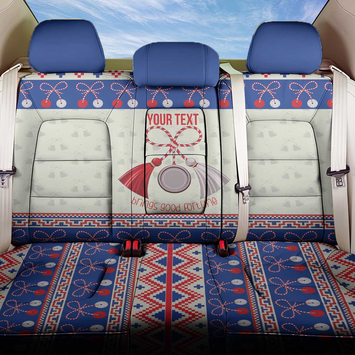 Personalized Moldova Christmas Back Car Seat Cover Martisor Moldova Traditional - Wonder Print Shop