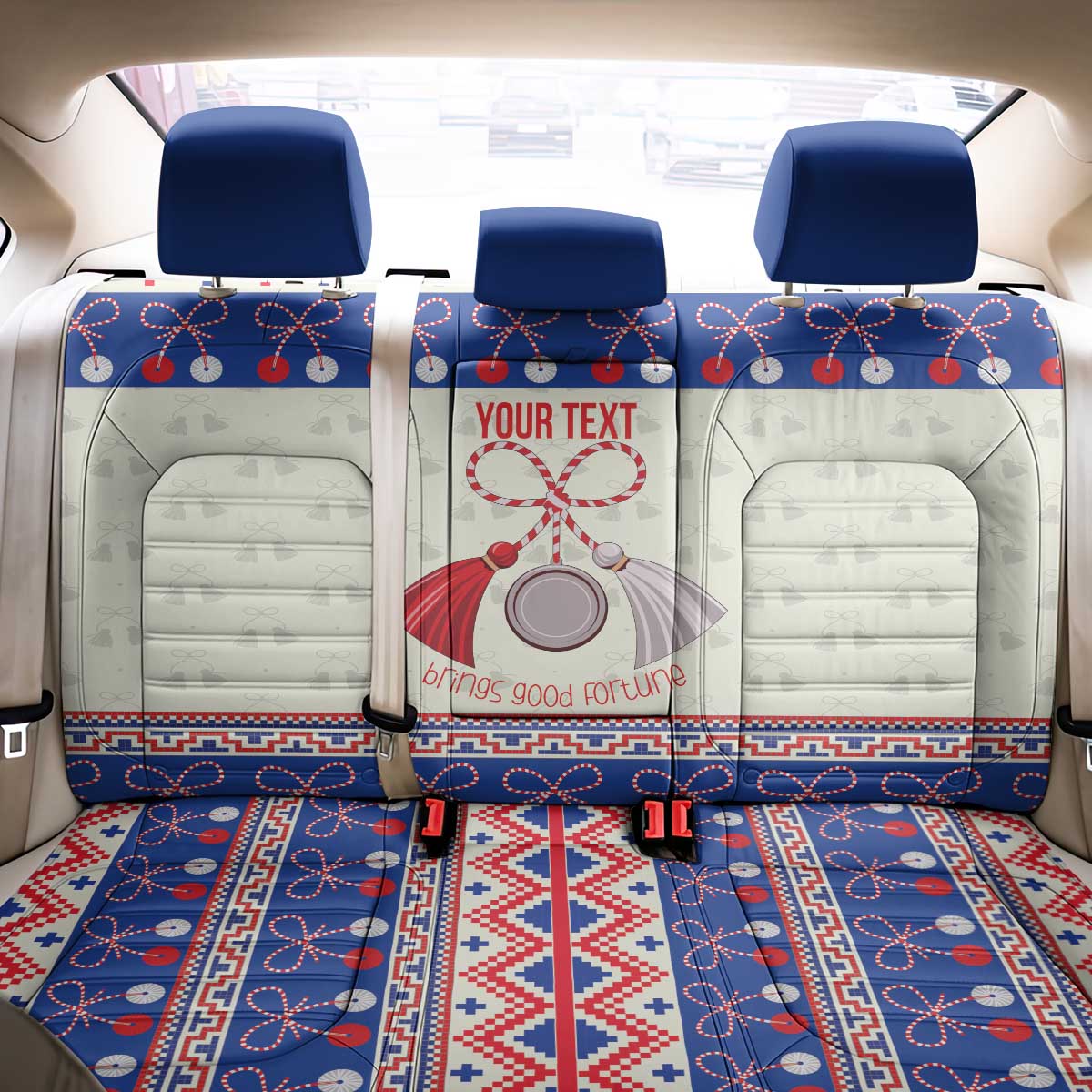 Personalized Moldova Christmas Back Car Seat Cover Martisor Moldova Traditional - Wonder Print Shop