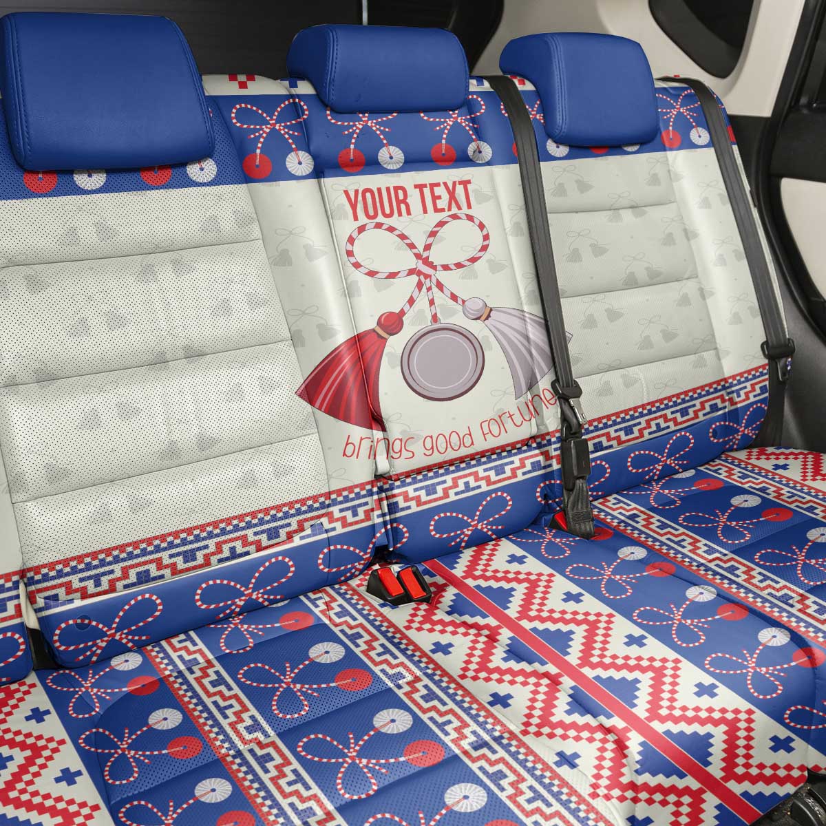 Personalized Moldova Christmas Back Car Seat Cover Martisor Moldova Traditional - Wonder Print Shop