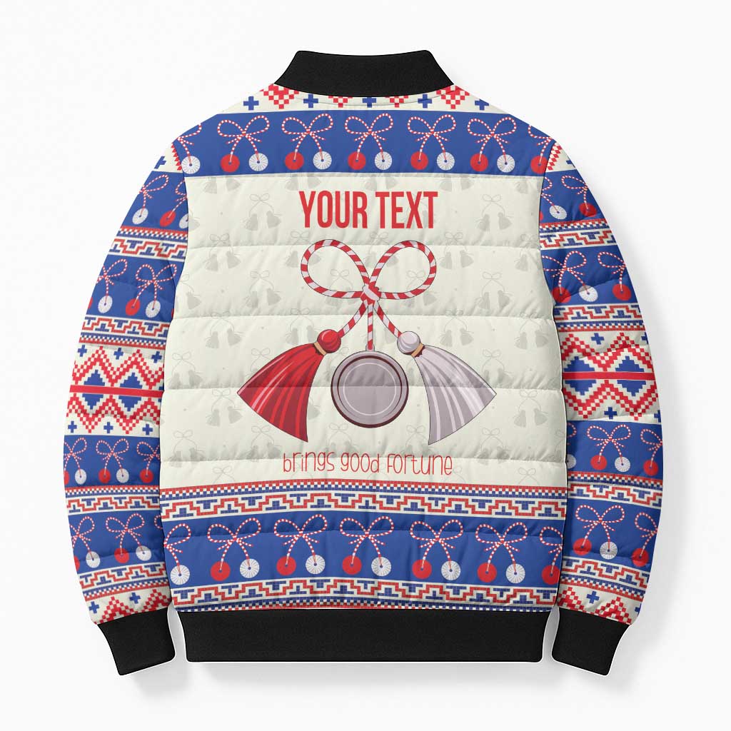 Personalized Moldova Christmas Bomber Puffer Jacket Martisor Moldova Traditional - Wonder Print Shop