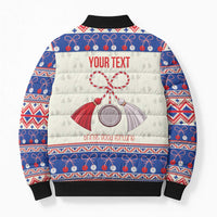 Personalized Moldova Christmas Bomber Puffer Jacket Martisor Moldova Traditional - Wonder Print Shop
