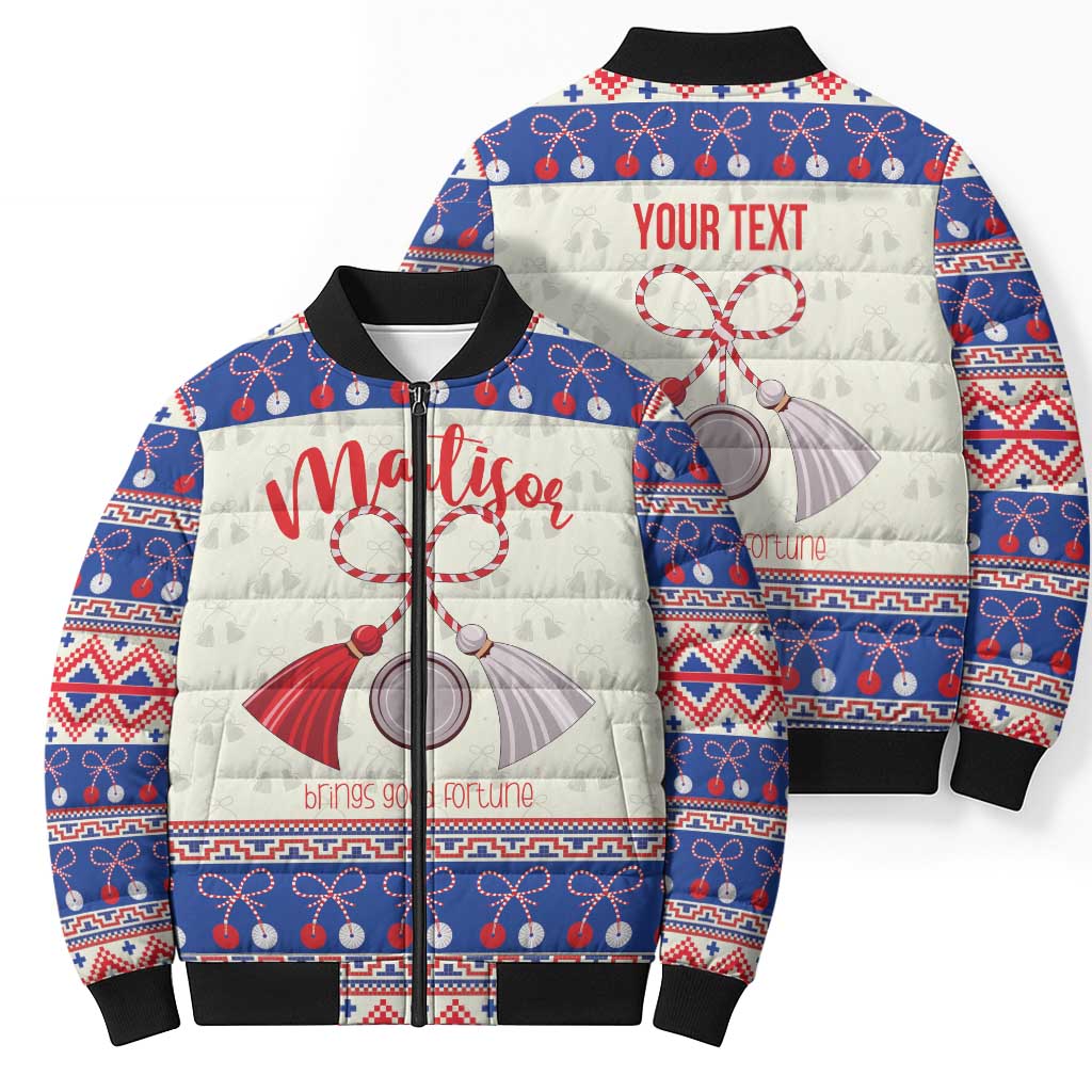 Personalized Moldova Christmas Bomber Puffer Jacket Martisor Moldova Traditional - Wonder Print Shop