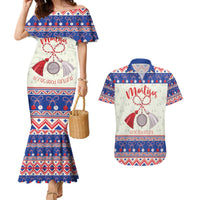 Personalized Moldova Christmas Couples Matching Mermaid Dress and Hawaiian Shirt Martisor Moldova Traditional - Wonder Print Shop