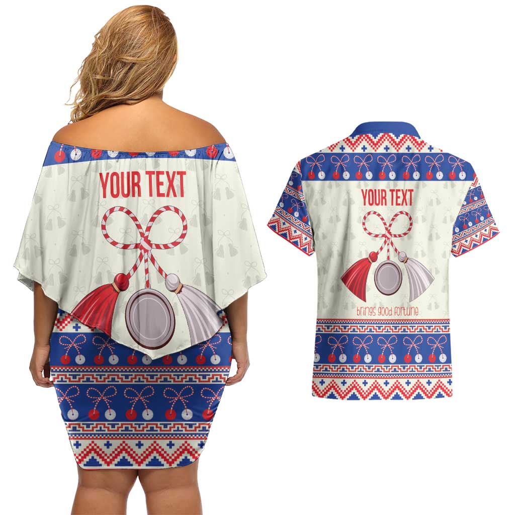 Personalized Moldova Christmas Couples Matching Off Shoulder Short Dress and Hawaiian Shirt Martisor Moldova Traditional - Wonder Print Shop