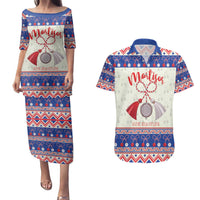 Personalized Moldova Christmas Couples Matching Puletasi and Hawaiian Shirt Martisor Moldova Traditional - Wonder Print Shop