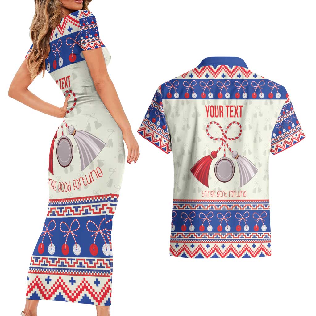 Personalized Moldova Christmas Couples Matching Short Sleeve Bodycon Dress and Hawaiian Shirt Martisor Moldova Traditional - Wonder Print Shop