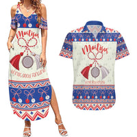 Personalized Moldova Christmas Couples Matching Summer Maxi Dress and Hawaiian Shirt Martisor Moldova Traditional - Wonder Print Shop