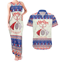 Personalized Moldova Christmas Couples Matching Tank Maxi Dress and Hawaiian Shirt Martisor Moldova Traditional - Wonder Print Shop