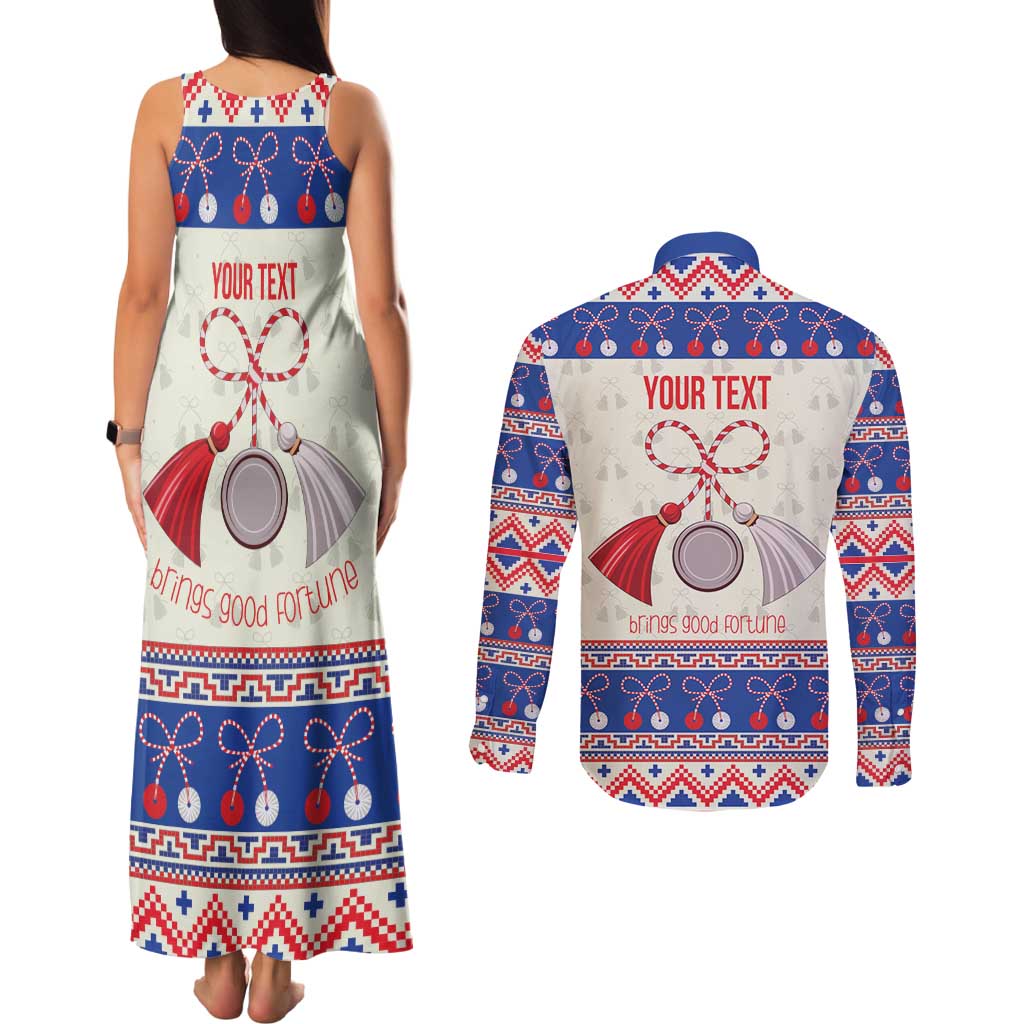 Personalized Moldova Christmas Couples Matching Tank Maxi Dress and Long Sleeve Button Shirt Martisor Moldova Traditional - Wonder Print Shop