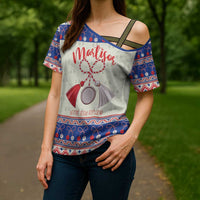 Personalized Moldova Christmas Cross Shoulder Shirt Martisor Moldova Traditional - Wonder Print Shop