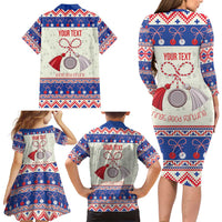 Personalized Moldova Christmas Family Matching Long Sleeve Bodycon Dress and Hawaiian Shirt Martisor Moldova Traditional - Wonder Print Shop