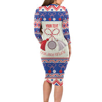 Personalized Moldova Christmas Family Matching Long Sleeve Bodycon Dress and Hawaiian Shirt Martisor Moldova Traditional - Wonder Print Shop