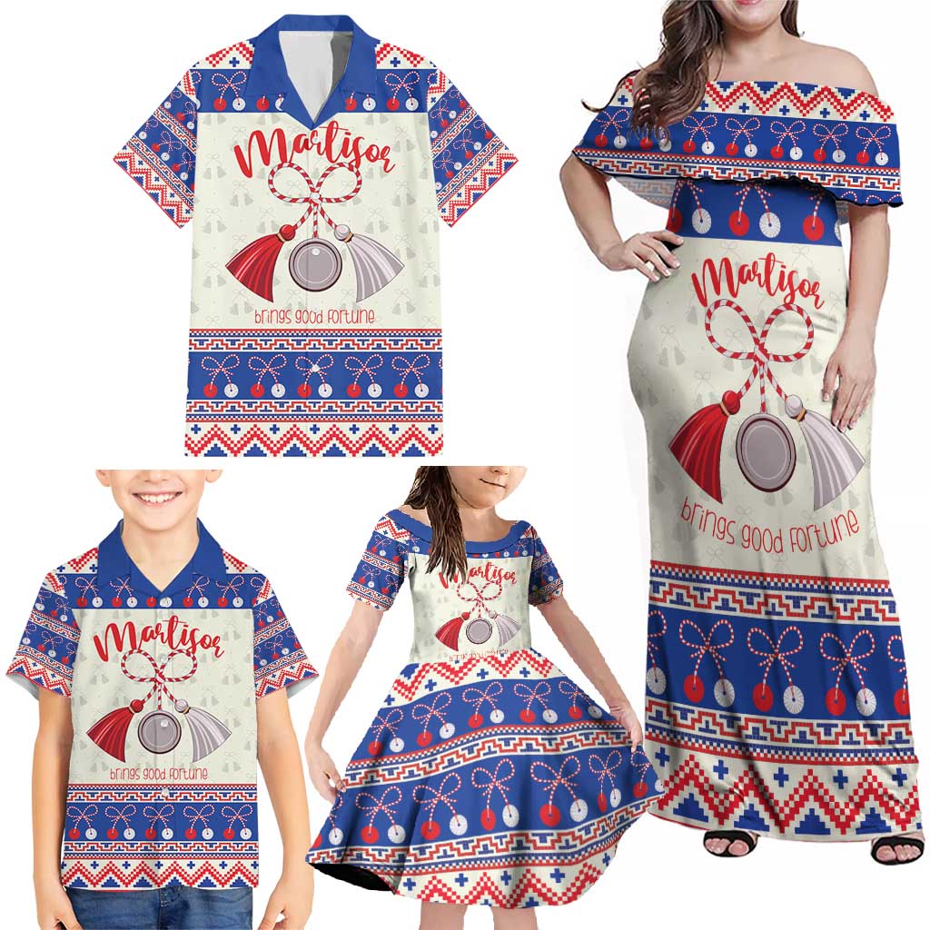 Personalized Moldova Christmas Family Matching Off Shoulder Maxi Dress and Hawaiian Shirt Martisor Moldova Traditional - Wonder Print Shop