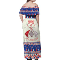 Personalized Moldova Christmas Family Matching Off Shoulder Maxi Dress and Hawaiian Shirt Martisor Moldova Traditional - Wonder Print Shop