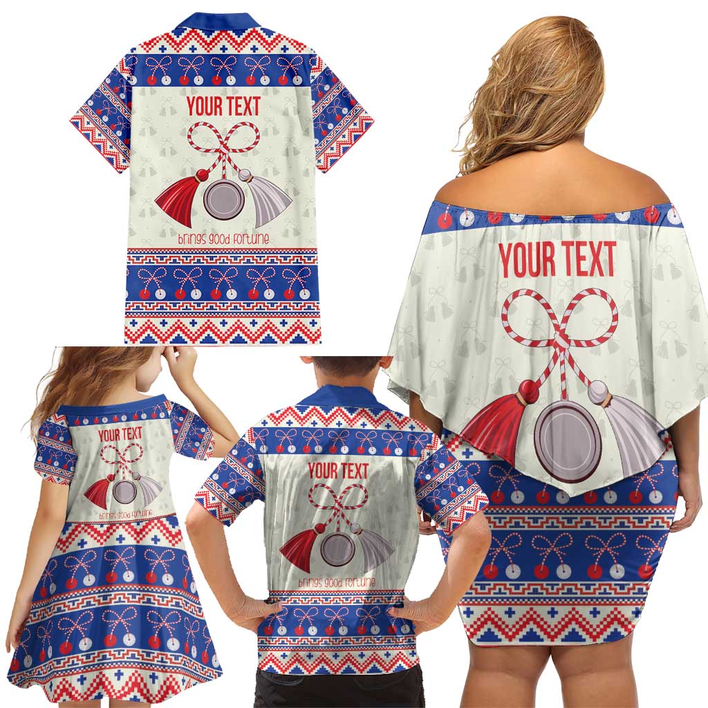 Personalized Moldova Christmas Family Matching Off Shoulder Short Dress and Hawaiian Shirt Martisor Moldova Traditional - Wonder Print Shop