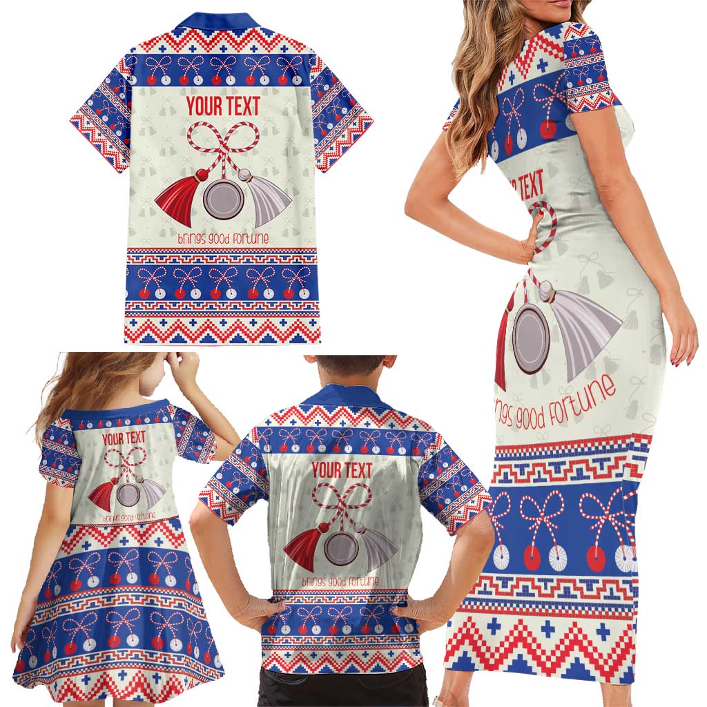 Personalized Moldova Christmas Family Matching Short Sleeve Bodycon Dress and Hawaiian Shirt Martisor Moldova Traditional - Wonder Print Shop