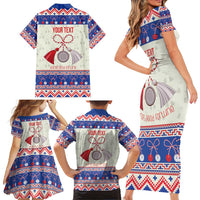 Personalized Moldova Christmas Family Matching Short Sleeve Bodycon Dress and Hawaiian Shirt Martisor Moldova Traditional - Wonder Print Shop
