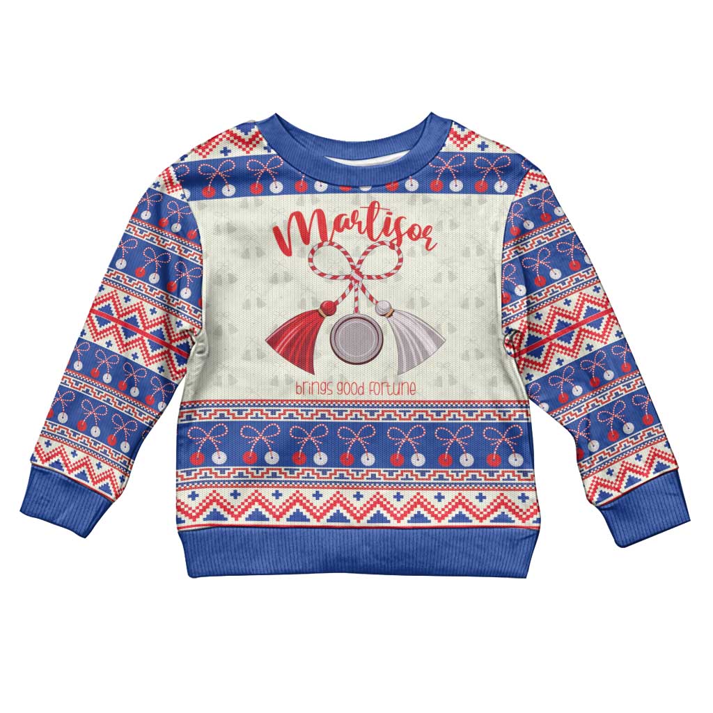 Personalized Moldova Christmas Kid Ugly Christmas Sweater Martisor Moldova Traditional - Wonder Print Shop