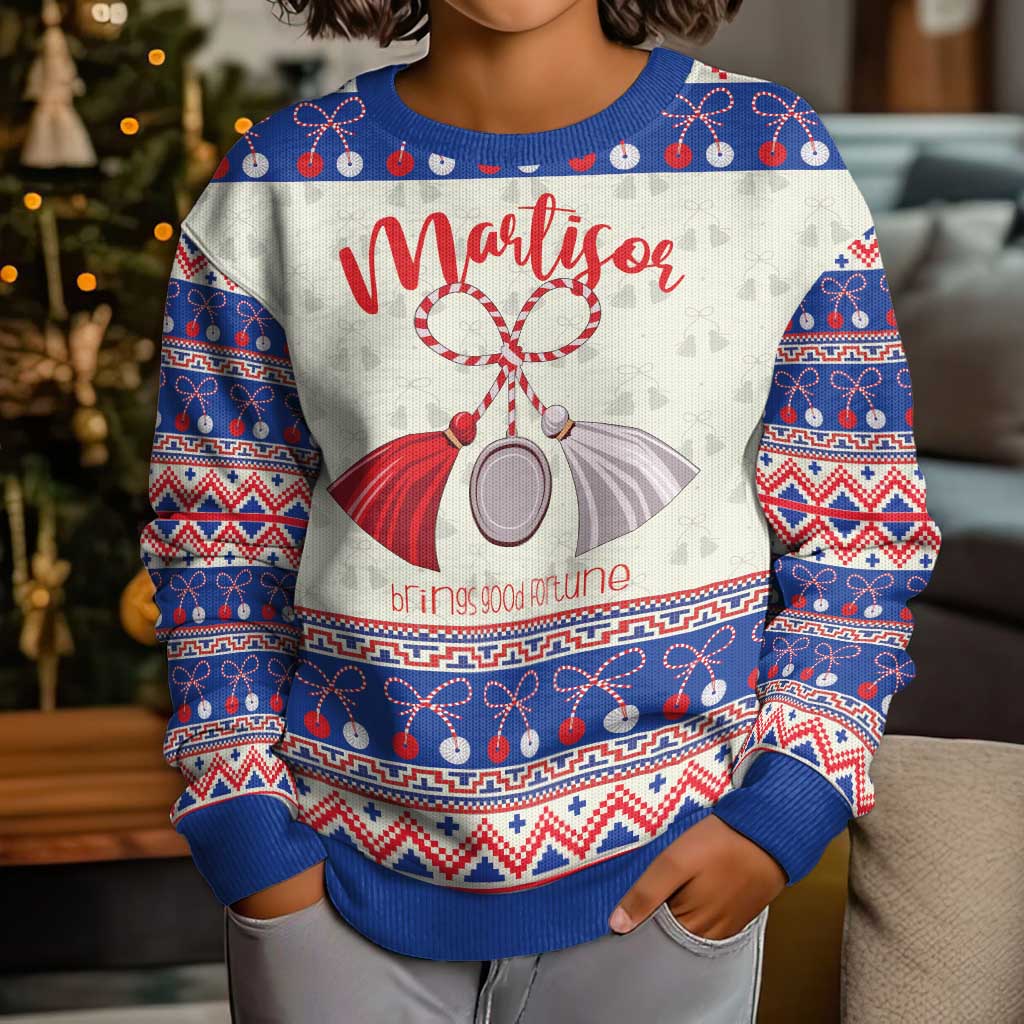 Personalized Moldova Christmas Kid Ugly Christmas Sweater Martisor Moldova Traditional - Wonder Print Shop
