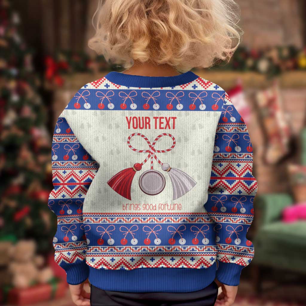 Personalized Moldova Christmas Kid Ugly Christmas Sweater Martisor Moldova Traditional - Wonder Print Shop