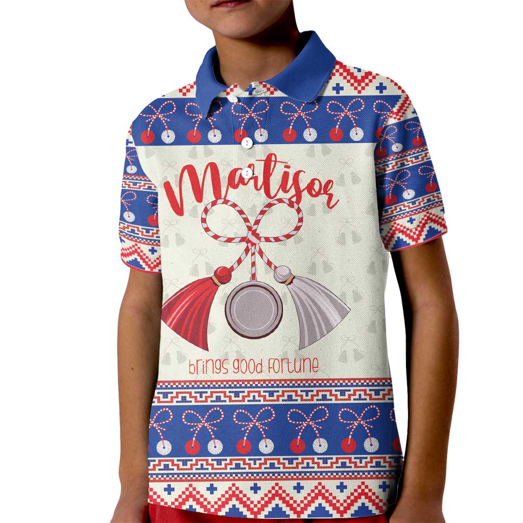 Personalized Moldova Christmas Kid Polo Shirt Martisor Moldova Traditional - Wonder Print Shop