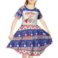 Personalized Moldova Christmas Kid Short Sleeve Dress Martisor Moldova Traditional - Wonder Print Shop