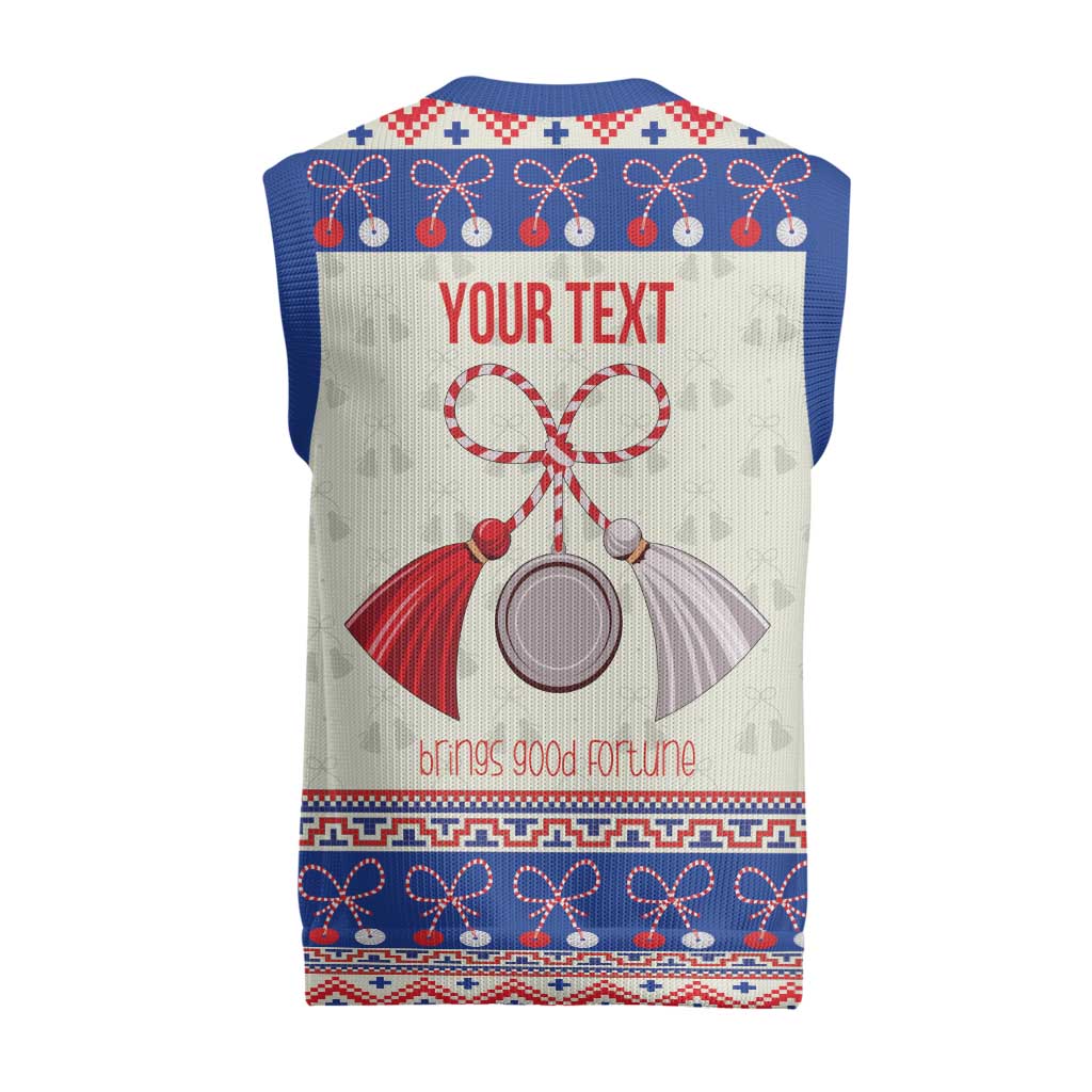 Personalized Moldova Christmas Knitted V-Neck Vest Martisor Moldova Traditional - Wonder Print Shop