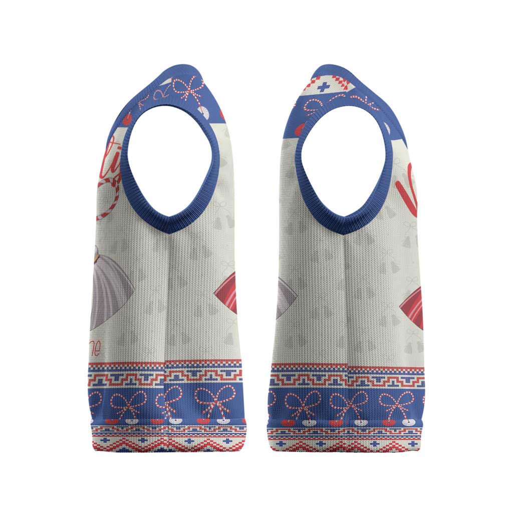 Personalized Moldova Christmas Knitted V-Neck Vest Martisor Moldova Traditional - Wonder Print Shop