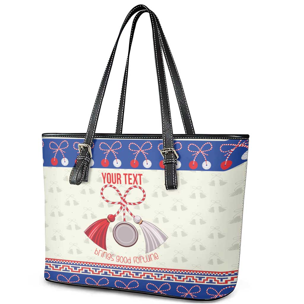 Personalized Moldova Christmas Leather Tote Bag Martisor Moldova Traditional - Wonder Print Shop