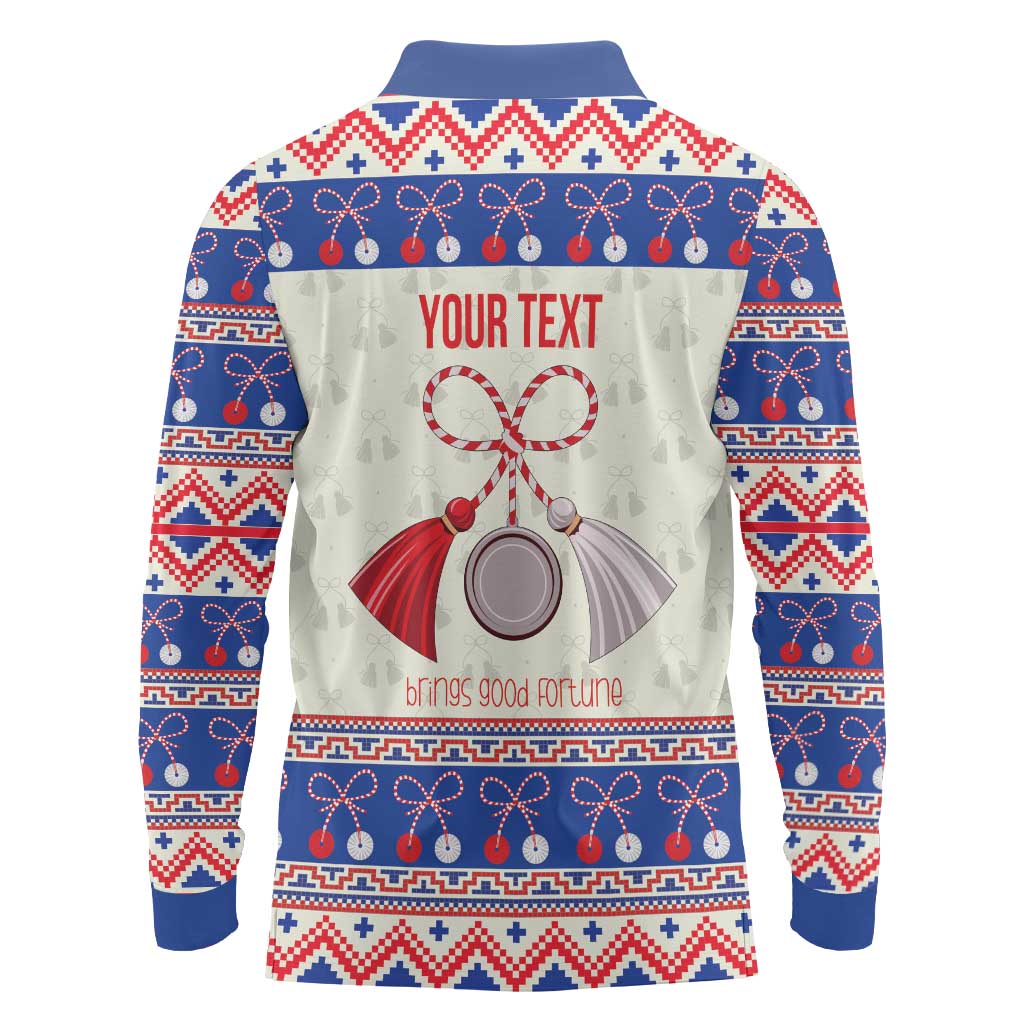 Personalized Moldova Christmas Long Sleeve Polo Shirt Martisor Moldova Traditional - Wonder Print Shop