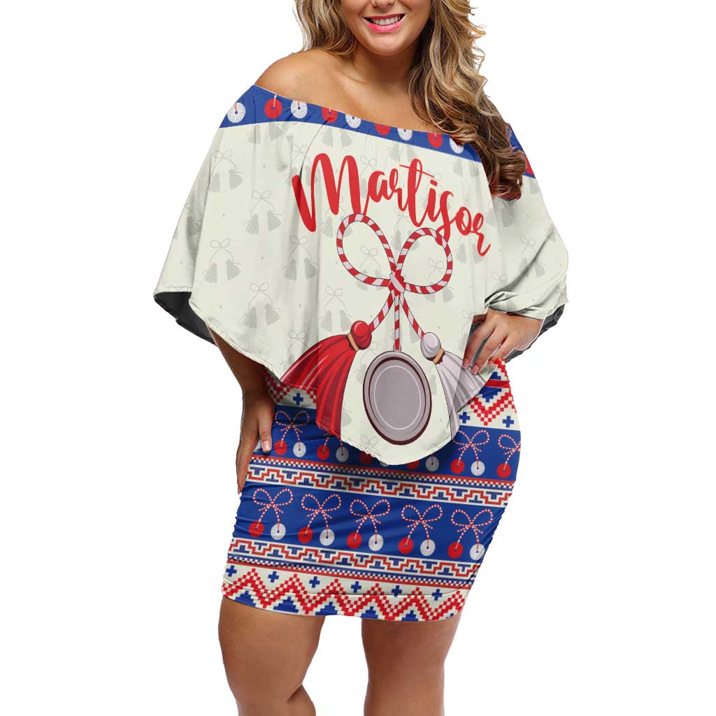 Personalized Moldova Christmas Off Shoulder Short Dress Martisor Moldova Traditional - Wonder Print Shop