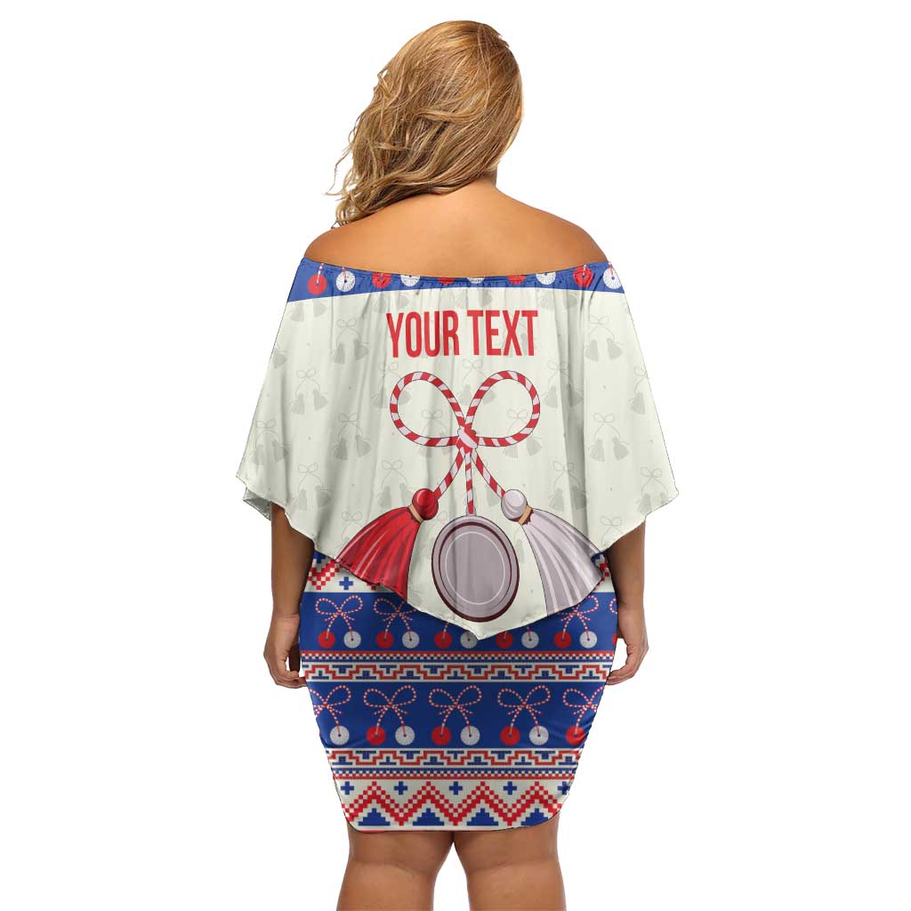 Personalized Moldova Christmas Off Shoulder Short Dress Martisor Moldova Traditional - Wonder Print Shop