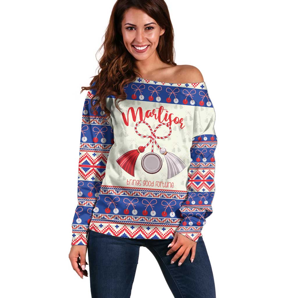 Personalized Moldova Christmas Off Shoulder Sweater Martisor Moldova Traditional - Wonder Print Shop