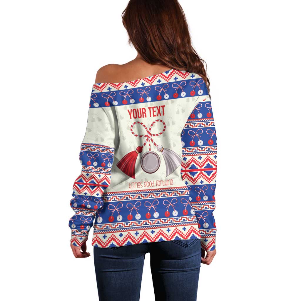 Personalized Moldova Christmas Off Shoulder Sweater Martisor Moldova Traditional - Wonder Print Shop