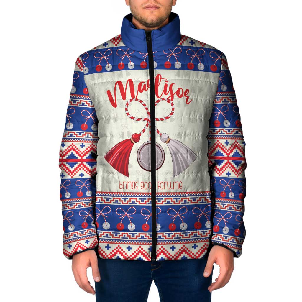 Personalized Moldova Christmas Padded Jacket Martisor Moldova Traditional - Wonder Print Shop