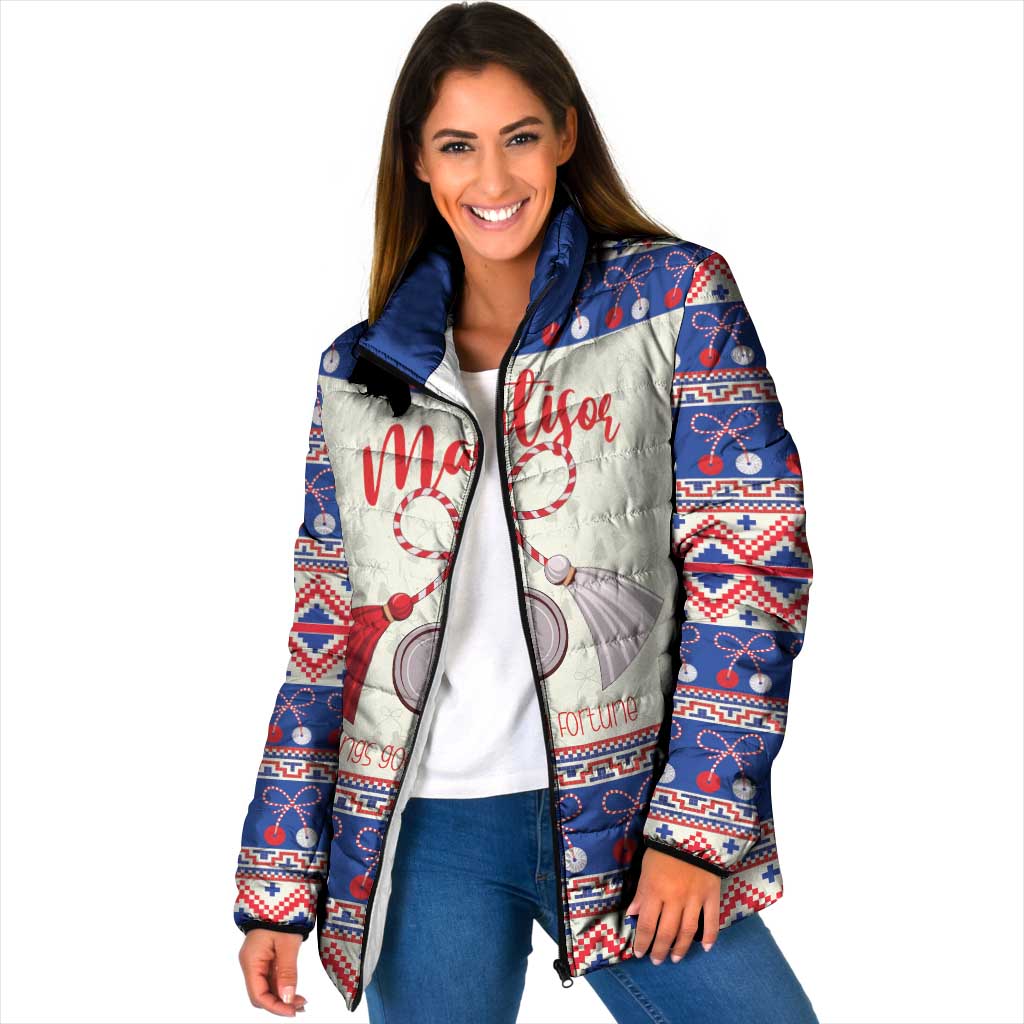 Personalized Moldova Christmas Padded Jacket Martisor Moldova Traditional - Wonder Print Shop