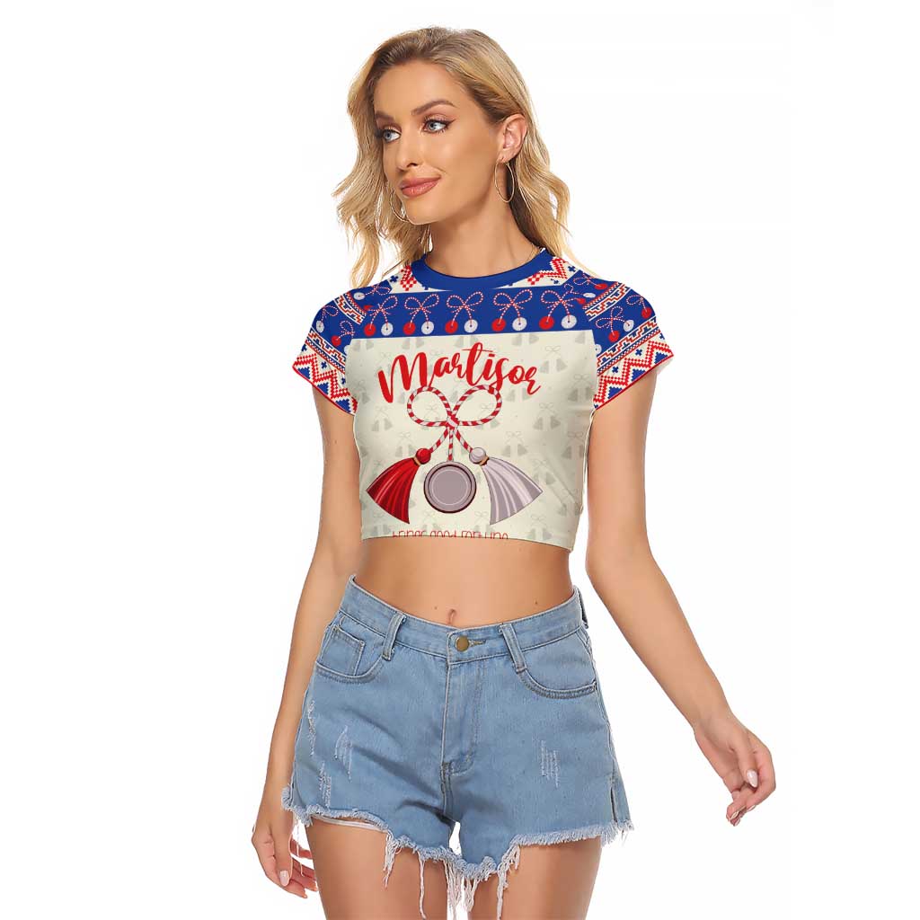 Personalized Moldova Christmas Raglan Cropped T Shirt Martisor Moldova Traditional - Wonder Print Shop