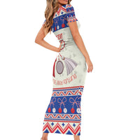 Personalized Moldova Christmas Short Sleeve Bodycon Dress Martisor Moldova Traditional - Wonder Print Shop