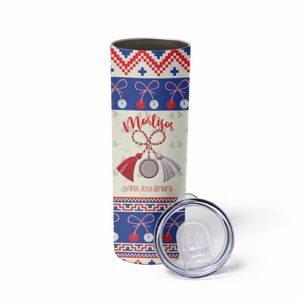 Personalized Moldova Christmas Skinny Tumbler Martisor Moldova Traditional - Wonder Print Shop