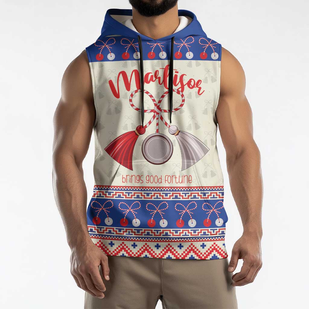 Personalized Moldova Christmas Sleeveless Hoodie Martisor Moldova Traditional - Wonder Print Shop