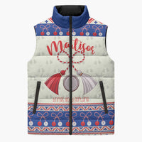 Personalized Moldova Christmas Sleeveless Puffer Jacket Martisor Moldova Traditional - Wonder Print Shop