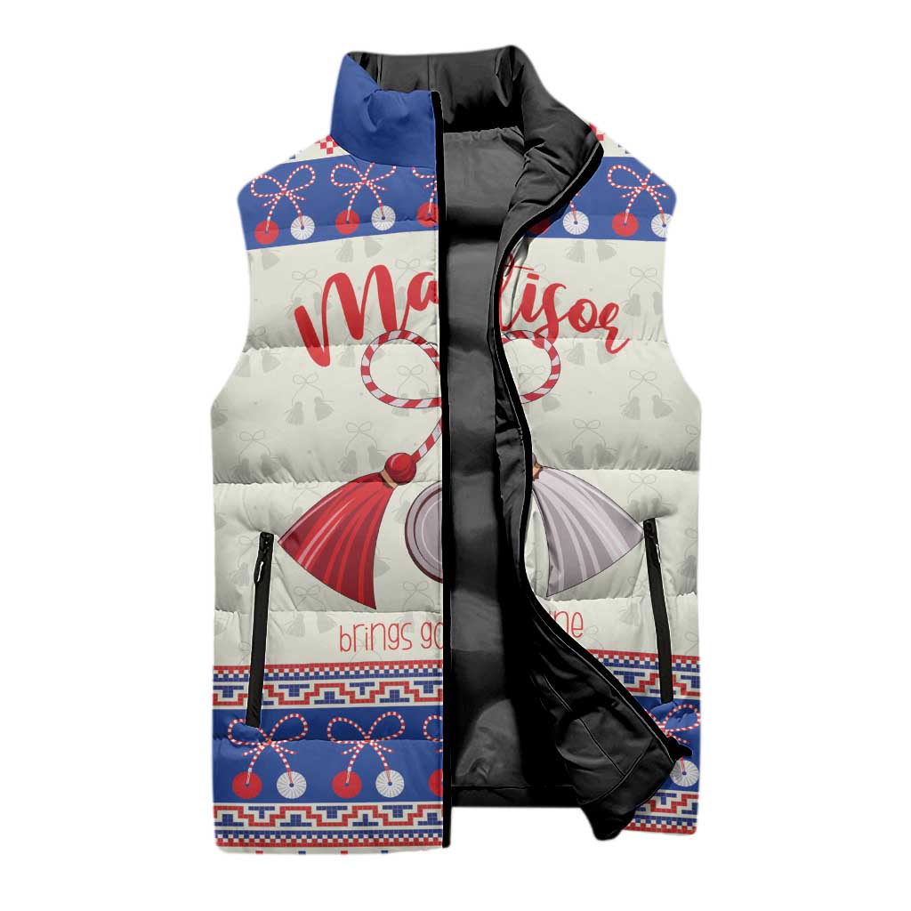 Personalized Moldova Christmas Sleeveless Puffer Jacket Martisor Moldova Traditional - Wonder Print Shop