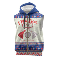 Personalized Moldova Christmas Sleeveless Zip Hoodie Martisor Moldova Traditional - Wonder Print Shop