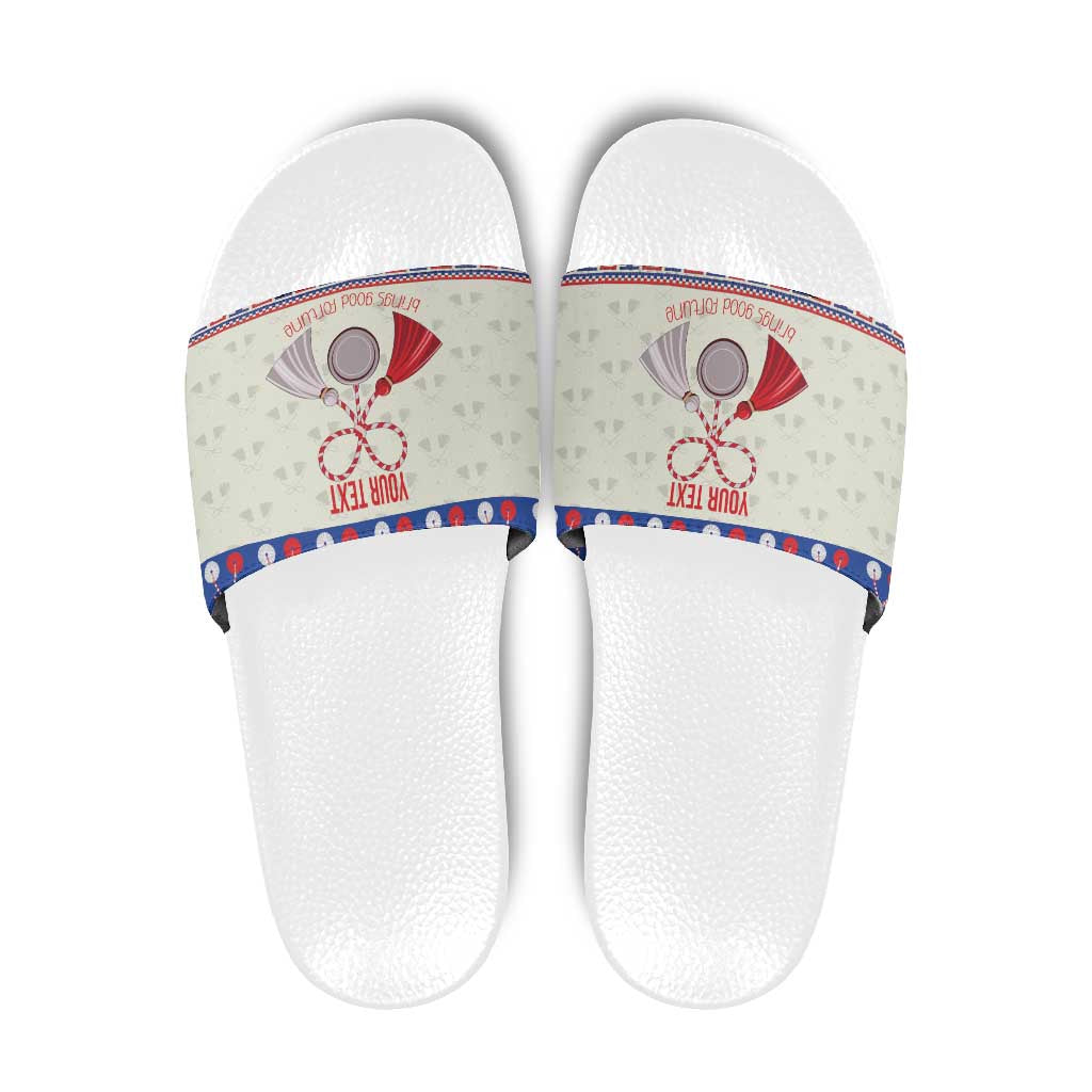 Personalized Moldova Christmas Slide Sandals Martisor Moldova Traditional - Wonder Print Shop