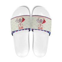 Personalized Moldova Christmas Slide Sandals Martisor Moldova Traditional - Wonder Print Shop