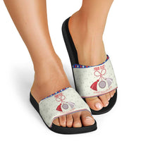 Personalized Moldova Christmas Slide Sandals Martisor Moldova Traditional - Wonder Print Shop