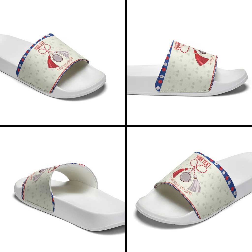 Personalized Moldova Christmas Slide Sandals Martisor Moldova Traditional - Wonder Print Shop