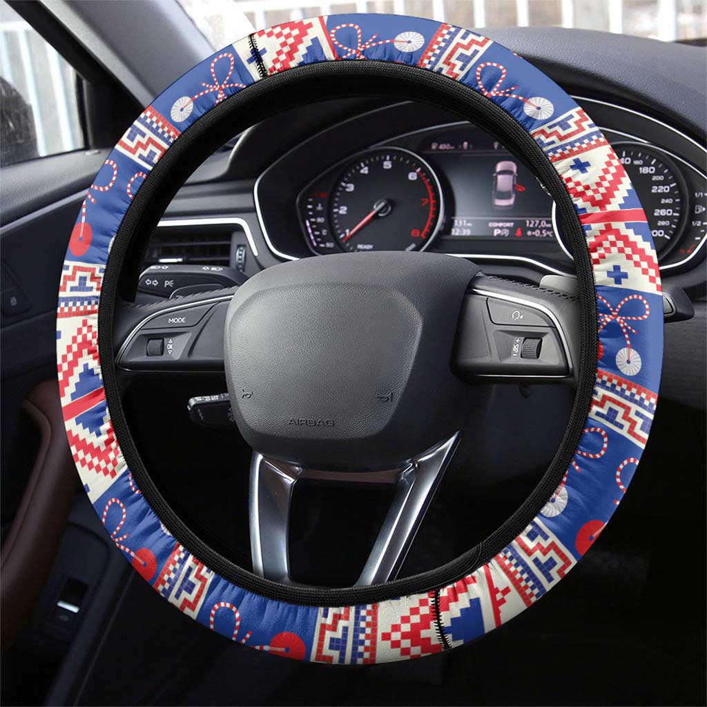 Moldova Christmas Steering Wheel Cover Martisor Moldova Traditional - Wonder Print Shop