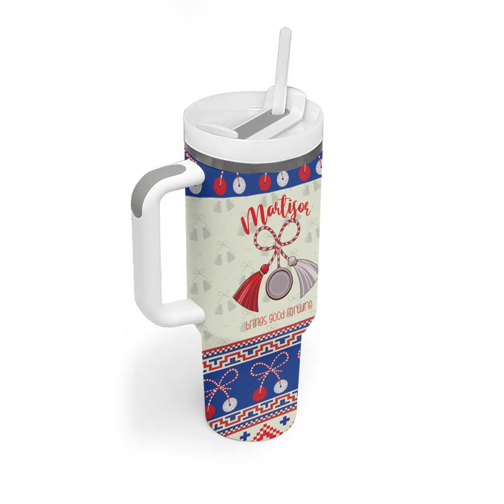 Personalized Moldova Christmas Tumbler With Handle Martisor Moldova Traditional - Wonder Print Shop