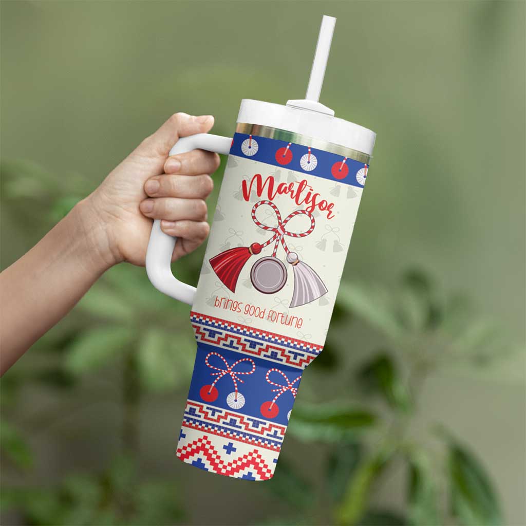 Personalized Moldova Christmas Tumbler With Handle Martisor Moldova Traditional - Wonder Print Shop
